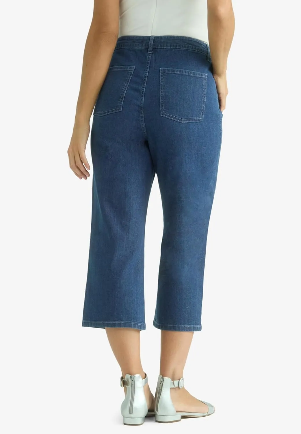 Jessica London Women's Plus Size True Fit Straight Leg Crop Jean