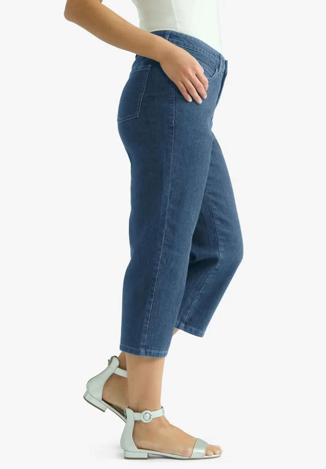 Jessica London Women's Plus Size True Fit Straight Leg Crop Jean