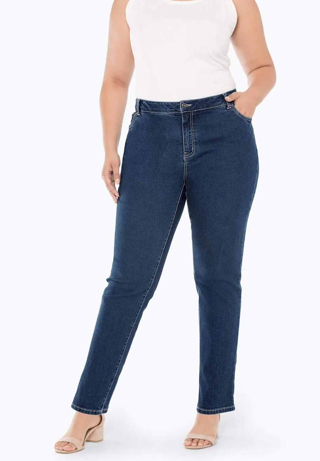 Jessica London Women's Plus Size True Fit Stretch Denim Straight Leg Jean