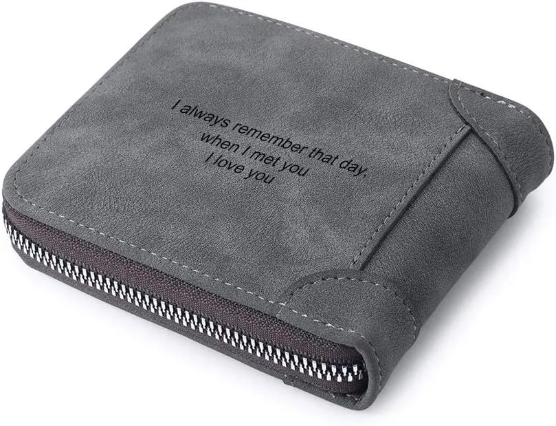 JewelOra Personalized Photo Wallet, Custom Photo Wallets for Men, Men's Zipper Wallet Customized Wallet for Father,Dad,Son,Boyfriend(Zipper 1)