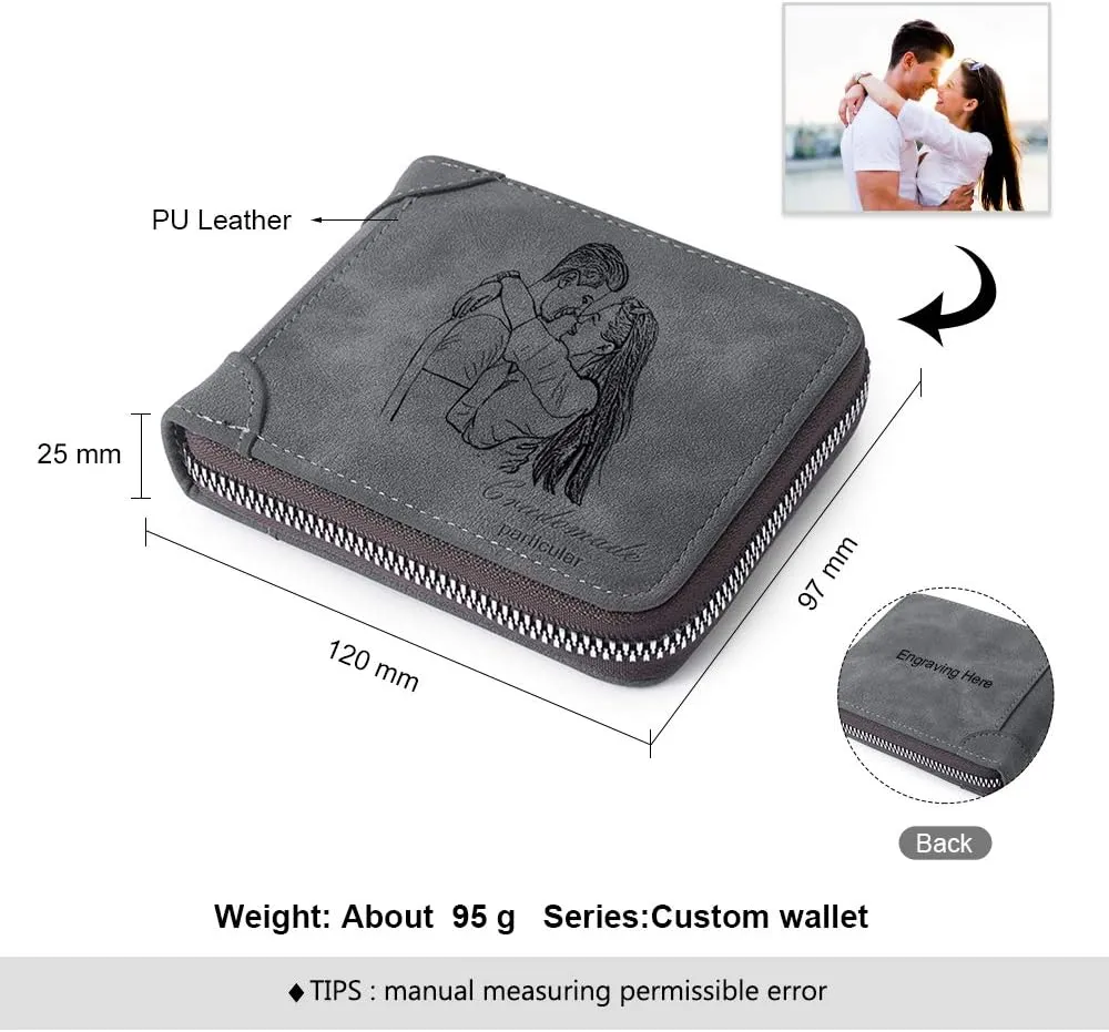 JewelOra Personalized Photo Wallet, Custom Photo Wallets for Men, Men's Zipper Wallet Customized Wallet for Father,Dad,Son,Boyfriend(Zipper 1)