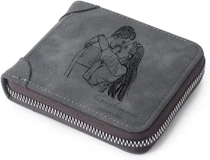 JewelOra Personalized Photo Wallet, Custom Photo Wallets for Men, Men's Zipper Wallet Customized Wallet for Father,Dad,Son,Boyfriend(Zipper 1)