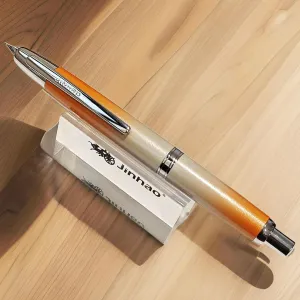 JH10 Press Fountain Pen Fine Nib with Velvet bag, Retractable Nib Calligraphy Ink Pen with Converter Writing (Gradient Orange)