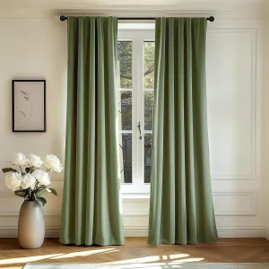 jinchan Curtains Velvet Curtain for Living Room, Sage Thermal Insulated Drape for Bedroom 84 Inch Long, Room Darkening Window Treatment Rod Pocket 1 Panel, Sage Green