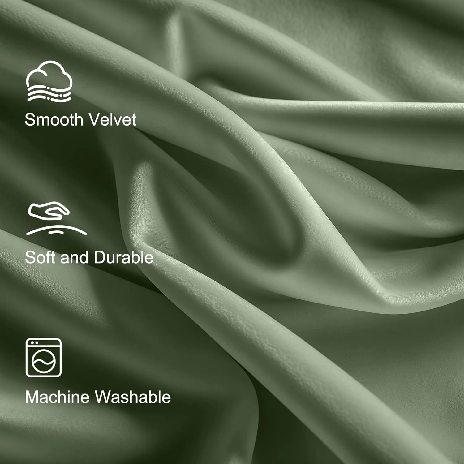jinchan Curtains Velvet Curtain for Living Room, Sage Thermal Insulated Drape for Bedroom 84 Inch Long, Room Darkening Window Treatment Rod Pocket 1 Panel, Sage Green