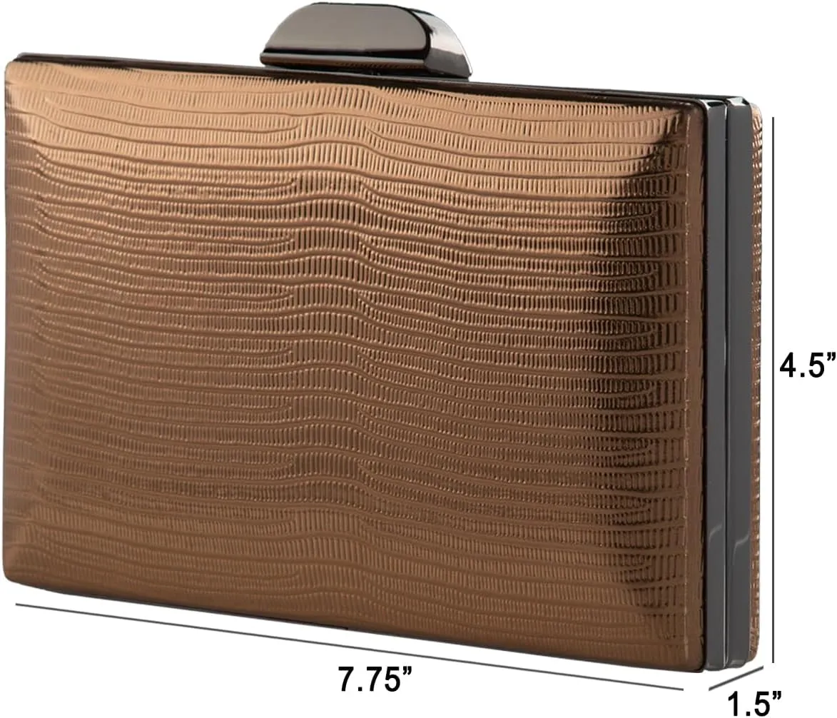 JNB Women's Metallic Material Hard Case Evening Party Clutch