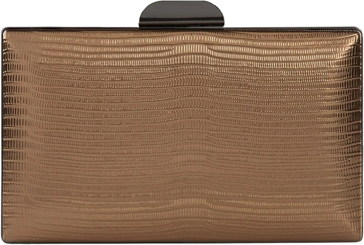 JNB Women's Metallic Material Hard Case Evening Party Clutch
