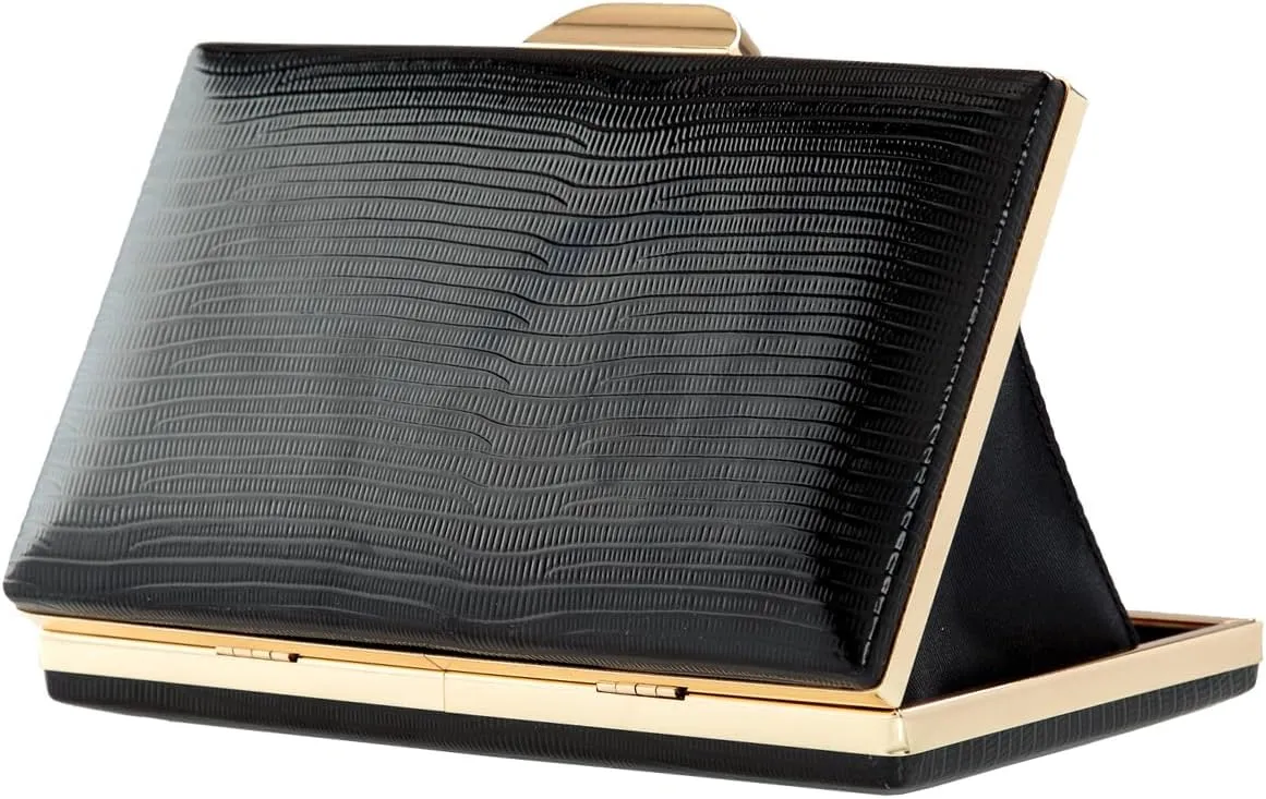 JNB Women's Metallic Material Hard Case Evening Party Clutch