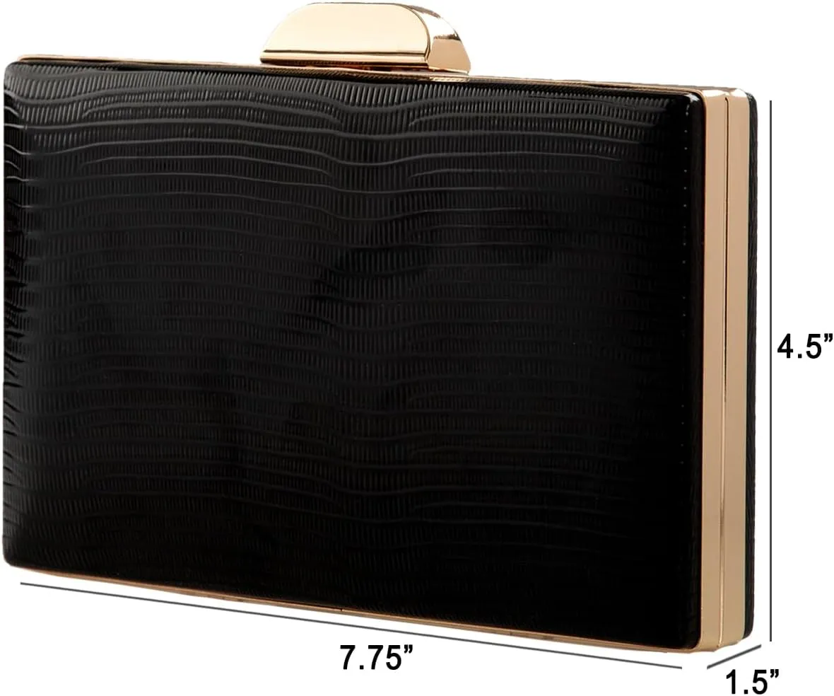 JNB Women's Metallic Material Hard Case Evening Party Clutch