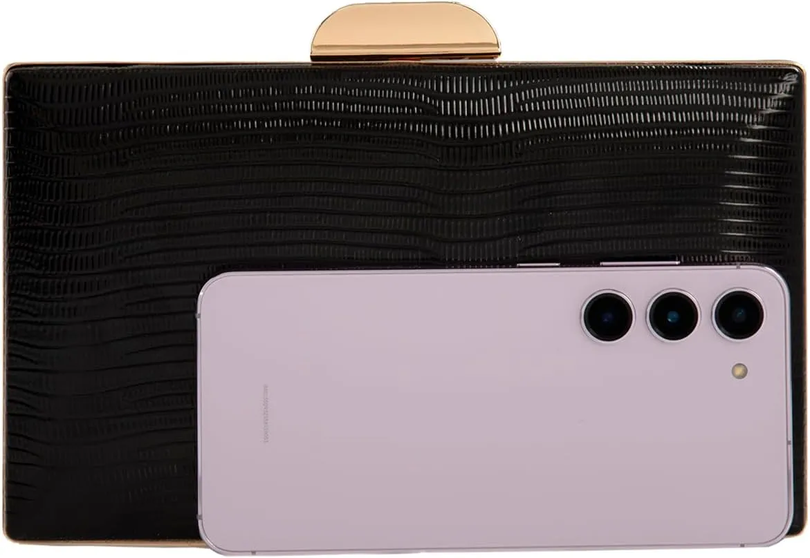 JNB Women's Metallic Material Hard Case Evening Party Clutch