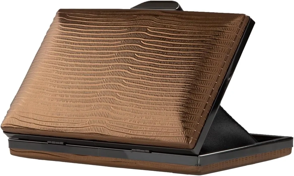 JNB Women's Metallic Material Hard Case Evening Party Clutch