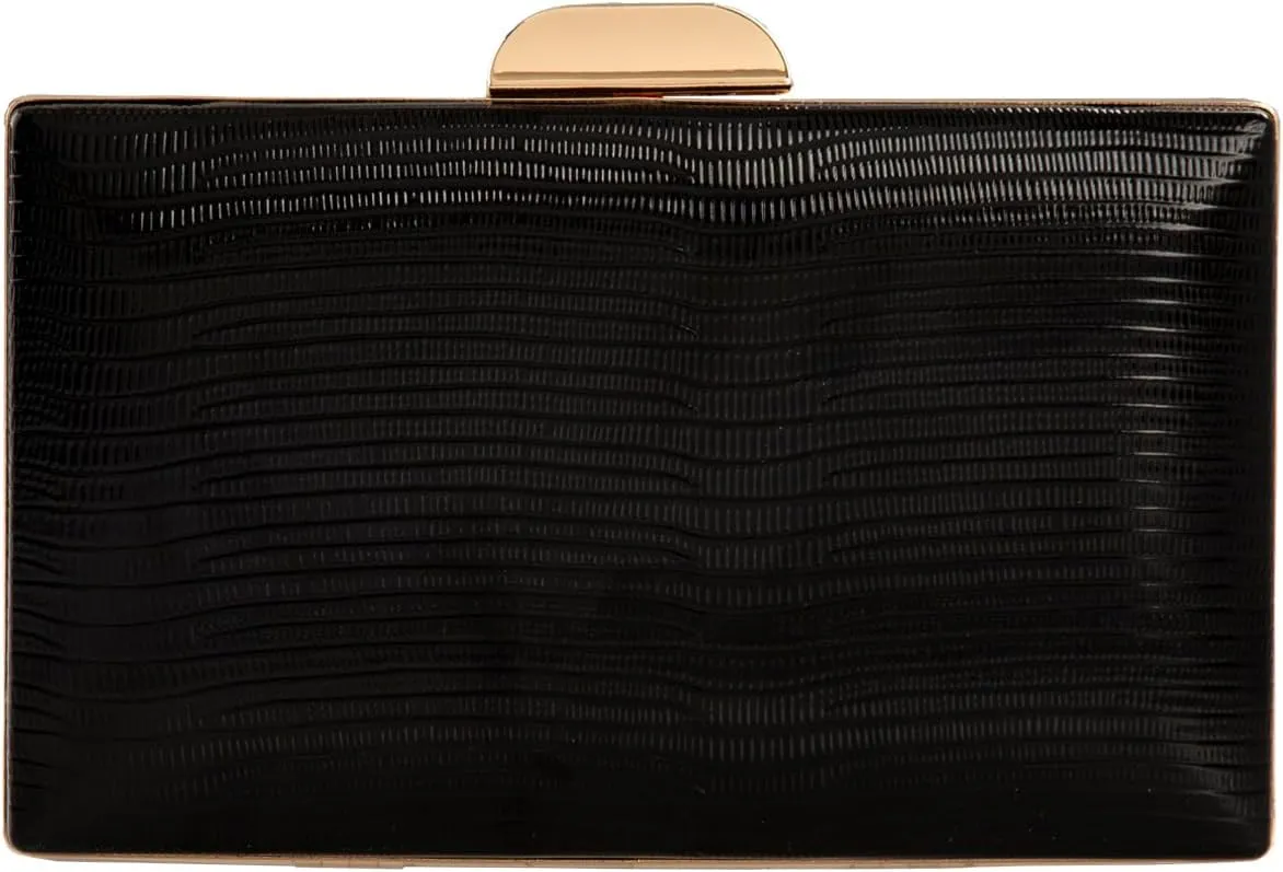 JNB Women's Metallic Material Hard Case Evening Party Clutch