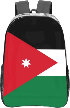 Jordanian Flag Transparent Backpack-16-Inch Pvc Clear Backpack With Side Pockets,Black