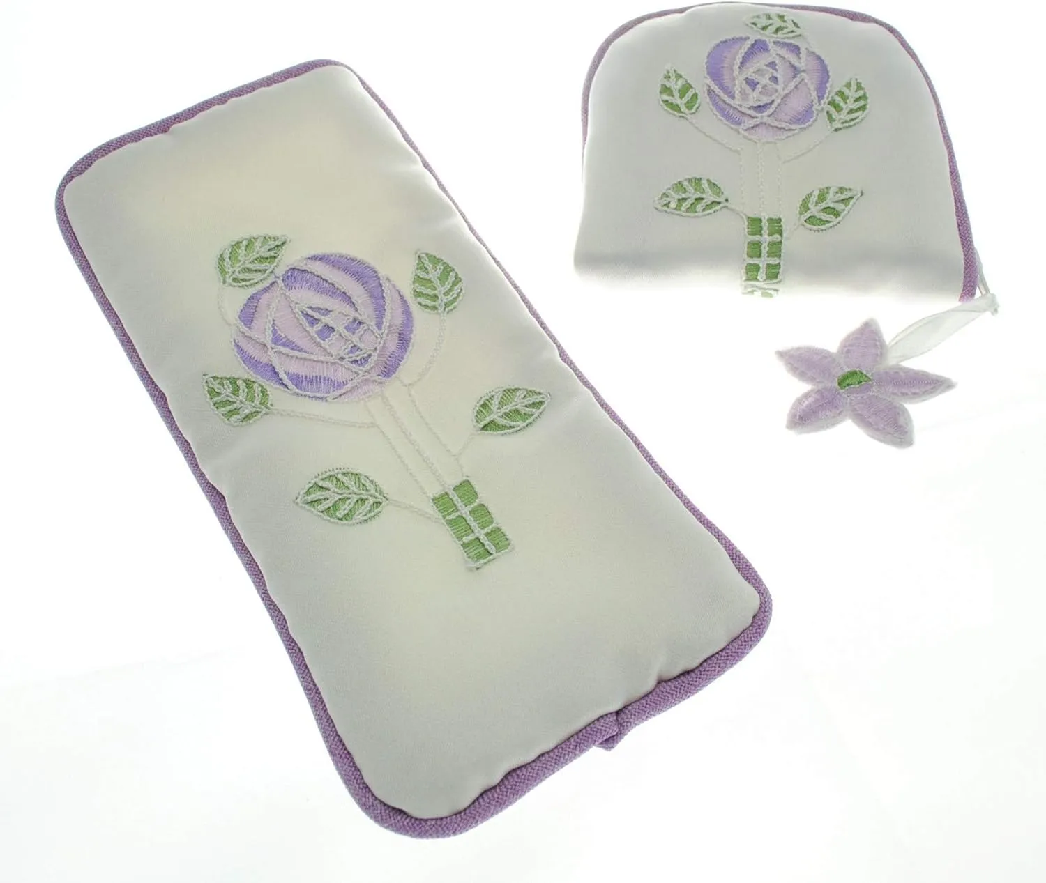 Justina Claire Jewlry Purse/Eyeglasses Case Gift Set in a Mackintosh Purple Rose Design
