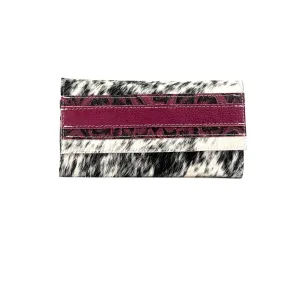 Kacey Wallet - Black & White w/ Burgundy Tool