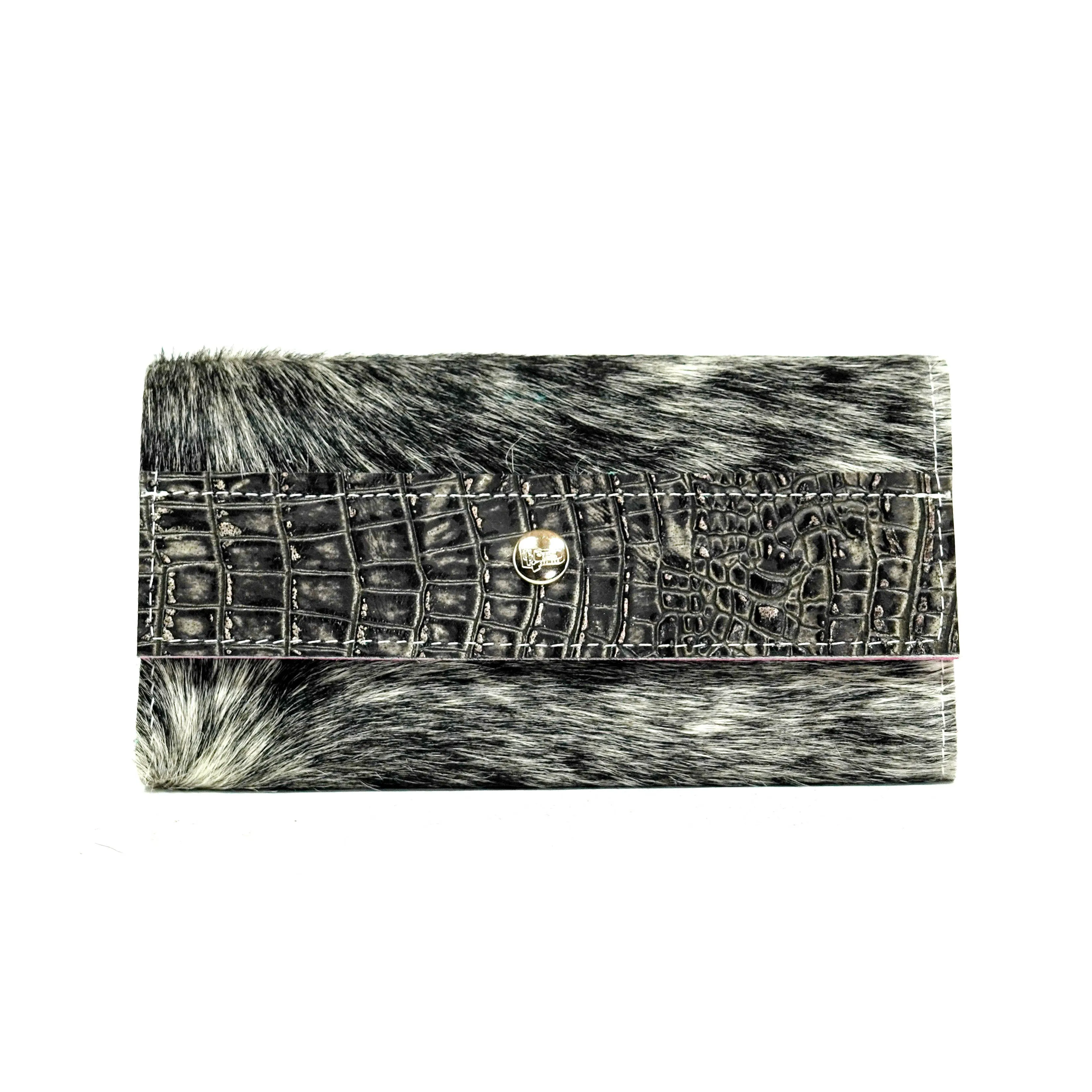 Kacey Wallet - Salt/Pepper w/ Smokeshow Croc