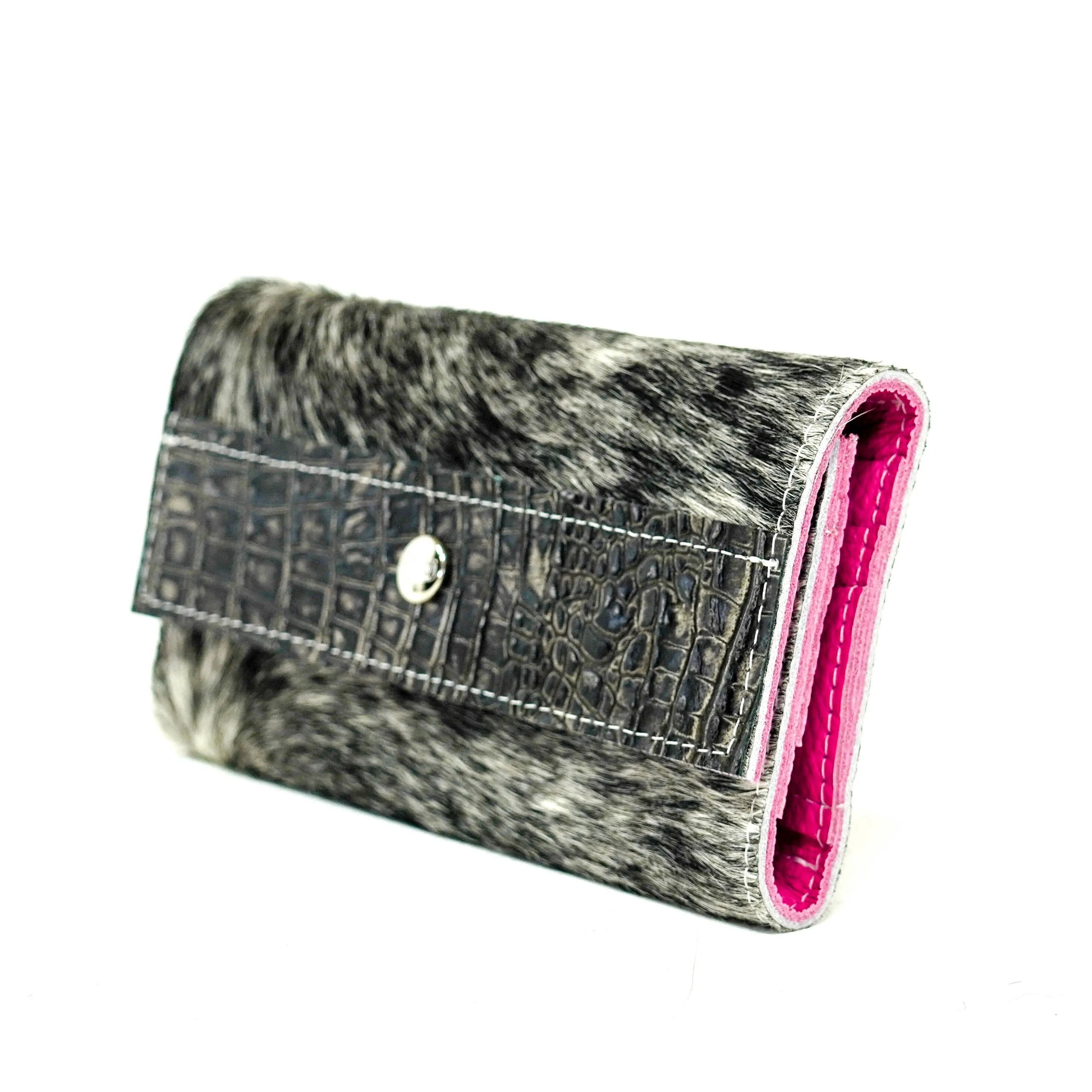 Kacey Wallet - Salt/Pepper w/ Smokeshow Croc