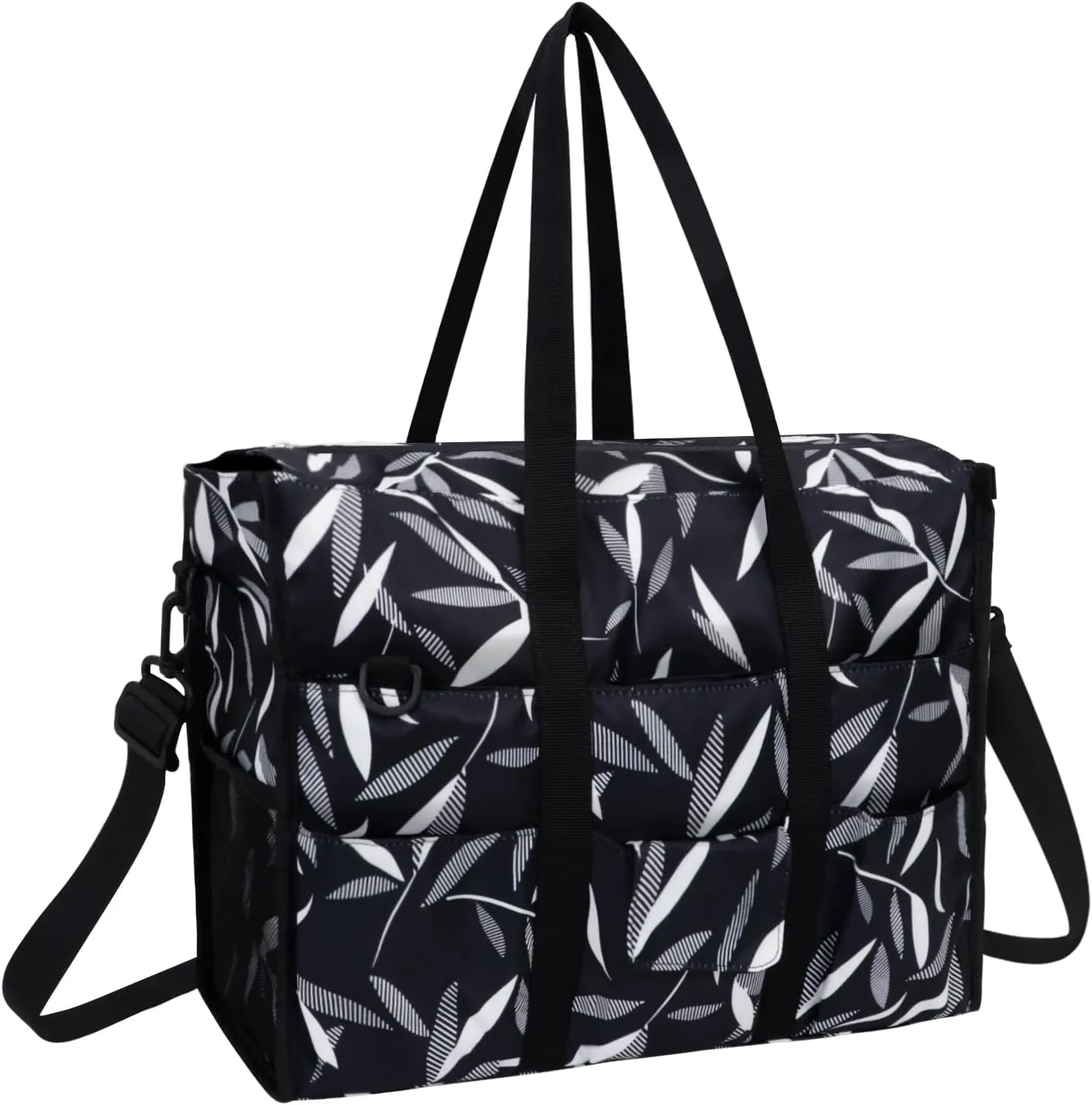 Kamo Utility Tote Bag for Women Travel Shoulder Bag with 21 Pockets & Laptop Compartment Zip Top Foldable Teacher Tote Bag for Teacher/Work Women