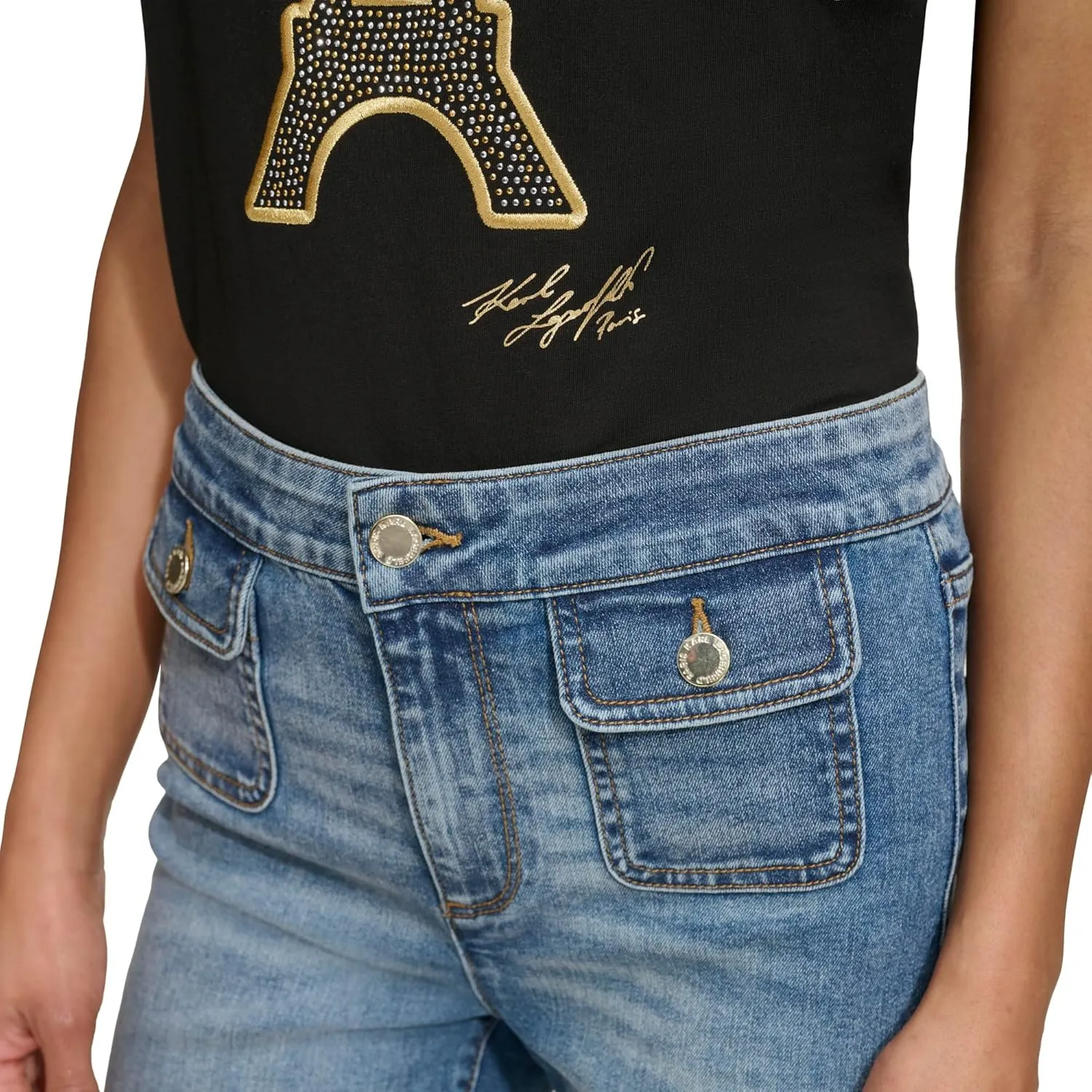 KARL LAGERFELD Women's Front Pocket Fashion Denim
