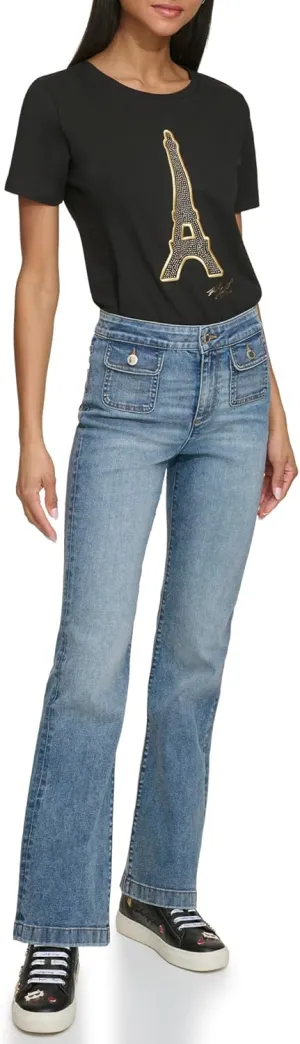 KARL LAGERFELD Women's Front Pocket Fashion Denim