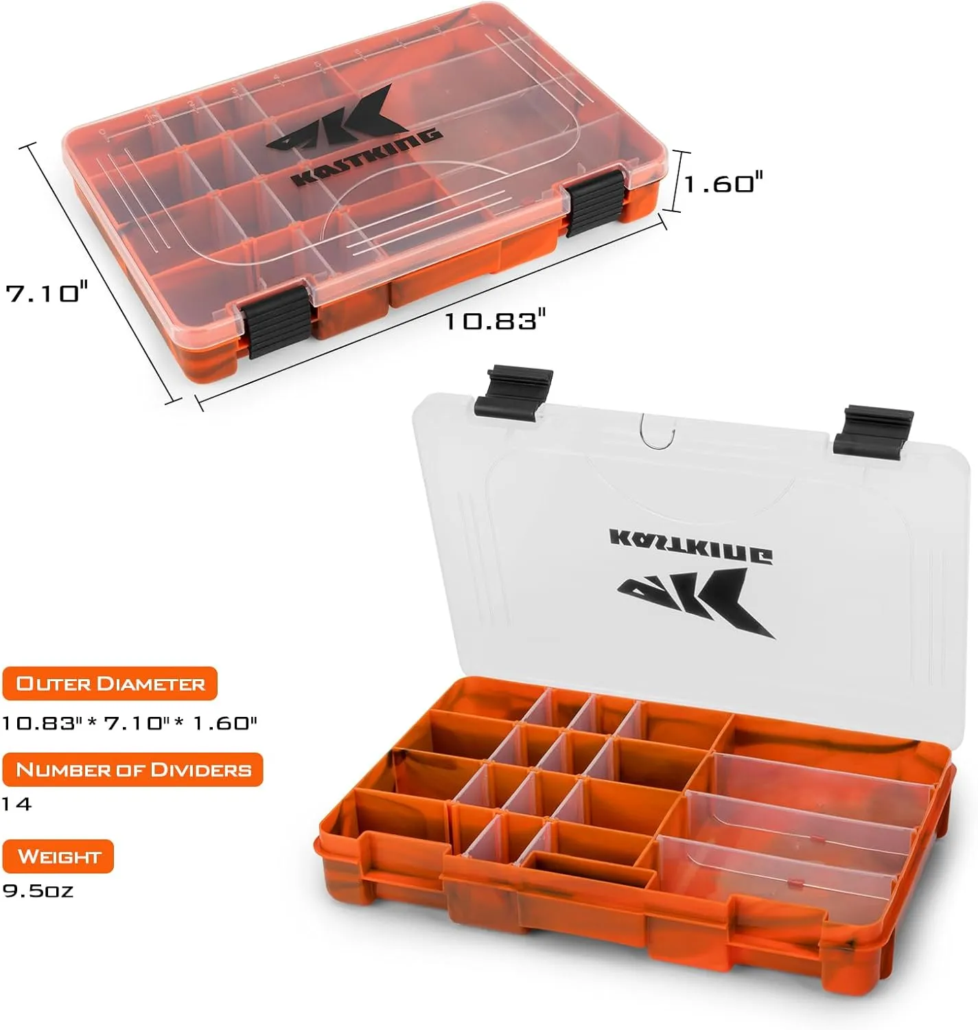 KastKing Bait Vault Camouflage Tackle Box, Plastic Tackle Trays, Fishing Tackle Box Storage Organizer with Removable Dividers, 2 Packs /4 Packs Lure Boxes Terminal Tackle Storage