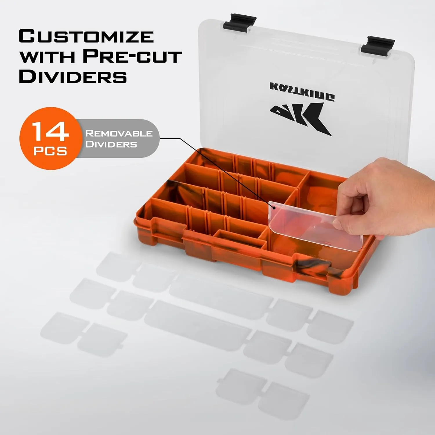 KastKing Bait Vault Camouflage Tackle Box, Plastic Tackle Trays, Fishing Tackle Box Storage Organizer with Removable Dividers, 2 Packs /4 Packs Lure Boxes Terminal Tackle Storage