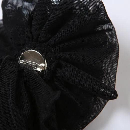 KATE Mesh RUFFLE FLowER DECORATED TOP