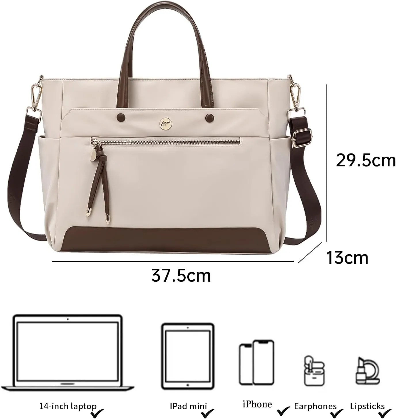 KEBEIXUAN Laptop Bag for Women Computer and Tablet Shoulder Bag Work Tote Bags With Zipper Handbags for Teachers Gift Travel