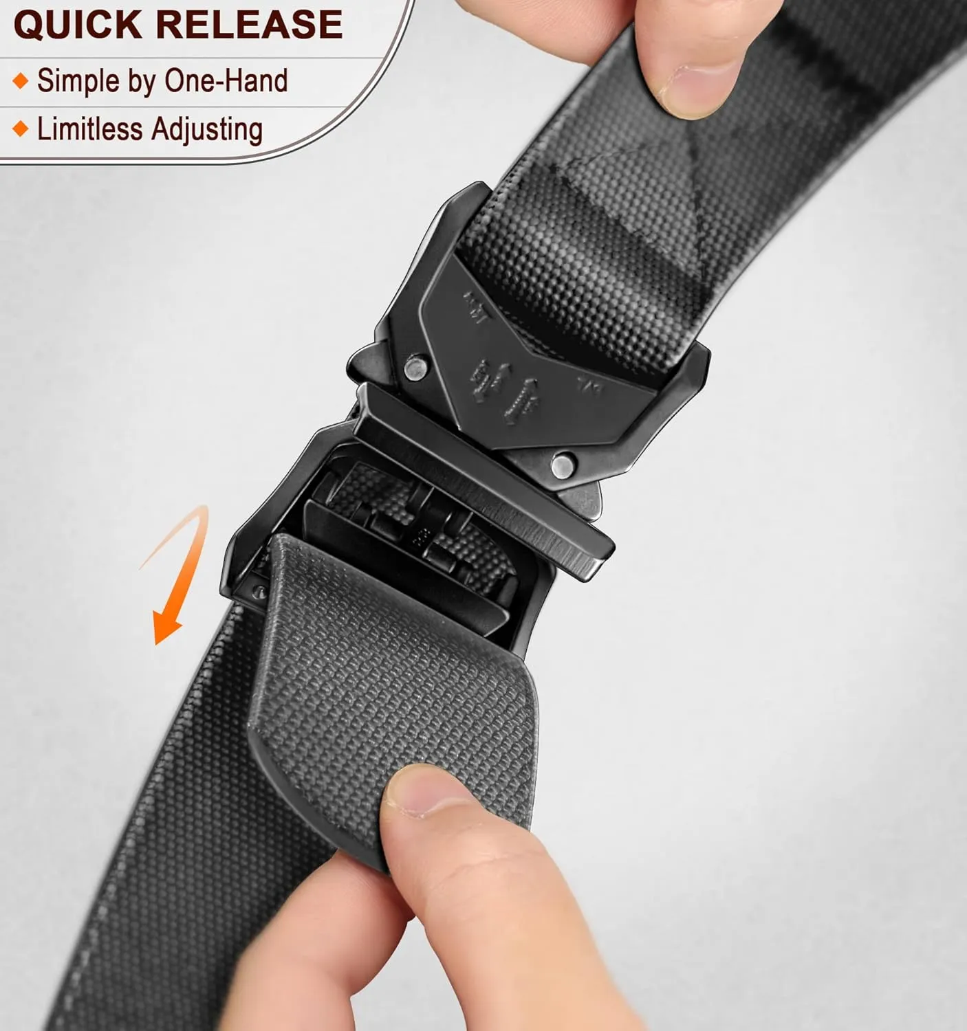 KEMISANT Mens Tactical Belt 2Pack, Stretch Military Rigger Work Belt for Heavy Duty 1.5" Nylon Web Easy Replacing Design