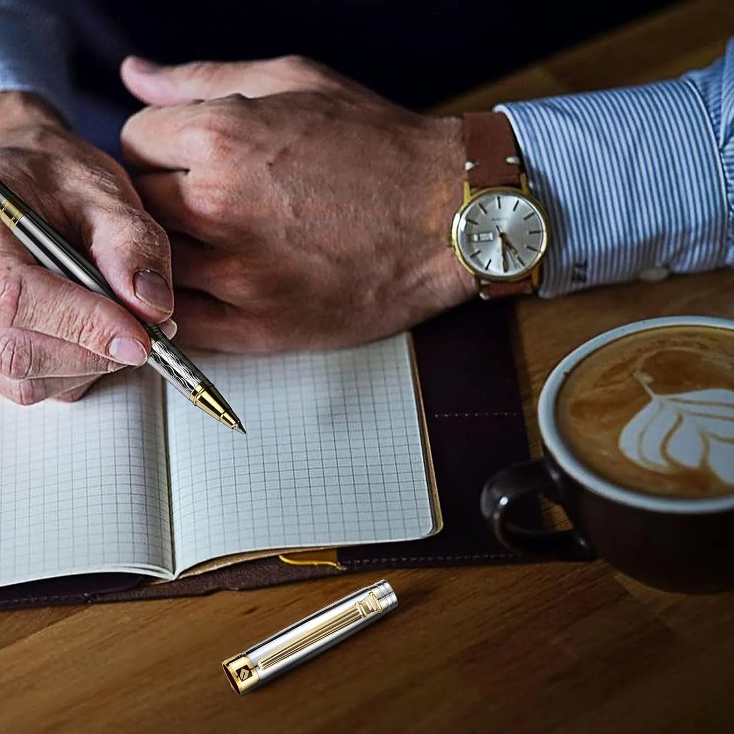 KEYZOR Luxury Writing Rollerball Pen With Schmidt Refill,Metal Pen Of 24k Gold Trim,Fancy Pen Gift Set For Men&Women In Executive Offices Business