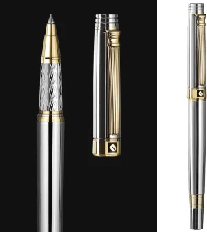 KEYZOR Luxury Writing Rollerball Pen With Schmidt Refill,Metal Pen Of 24k Gold Trim,Fancy Pen Gift Set For Men&Women In Executive Offices Business