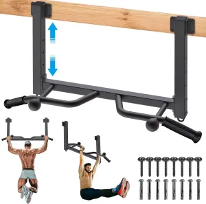 Kipika Joist Mounted Pull Up Bar - Heavy Duty Chin Up Bar - 4 Height Levels, Multi-Angle Grip, Rings for Accessories - Ideal for Home Gym Workout