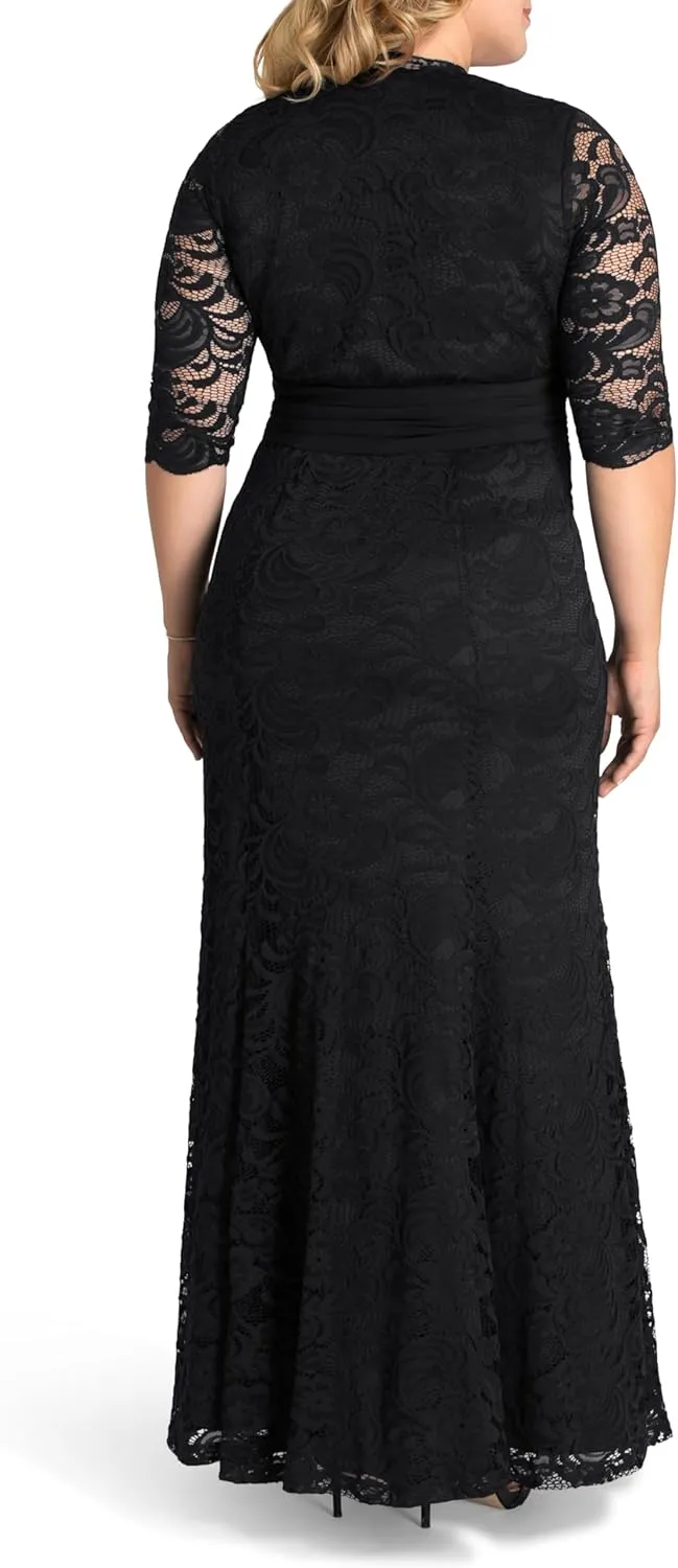 Kiyonna Women's Plus Size Screen Siren Lace Evening Gown