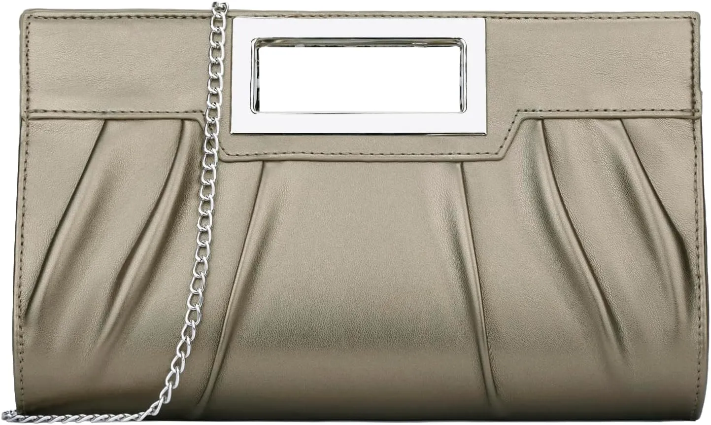 KKXIU Women Clutch Purse Elegant Pleated Evening Bag for Wedding Prom Bridal with Chain Strap