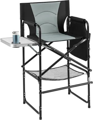 KOTEK Tall Directors Chair with 31" Seat Height, Portable Camping Chair with Side Table, Cup Holder, Storage Pocket & Footrest, 330 lbs Capacity, Folding Camp Chair for Outdoor Activities, Lawn, Yard