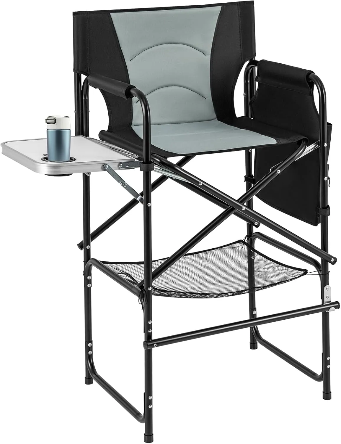 KOTEK Tall Directors Chair with 31" Seat Height, Portable Camping Chair with Side Table, Cup Holder, Storage Pocket & Footrest, 330 lbs Capacity, Folding Camp Chair for Outdoor Activities, Lawn, Yard
