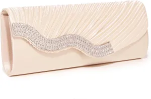 Kseymeir Evening Clutch Purses for Women Evening Bag Pleated Satin Handbags Chain Bag