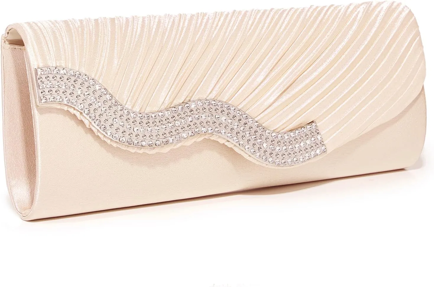 Kseymeir Evening Clutch Purses for Women Evening Bag Pleated Satin Handbags Chain Bag