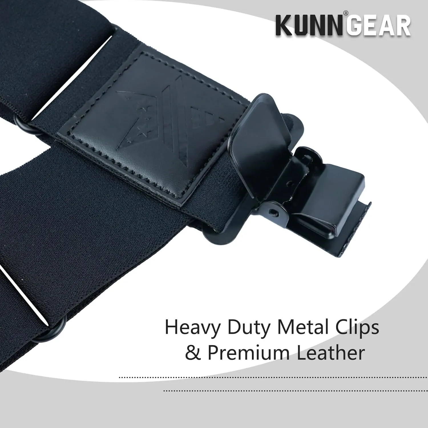KUNN Men's Suspenders Heavy Duty 2 Inch Side Clip Adjustable Elastic Braces Truck Style Work Suspender