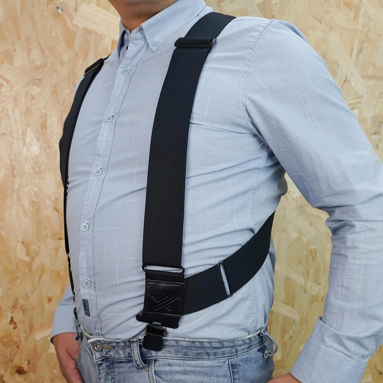 KUNN Men's Suspenders Heavy Duty 2 Inch Side Clip Adjustable Elastic Braces Truck Style Work Suspender