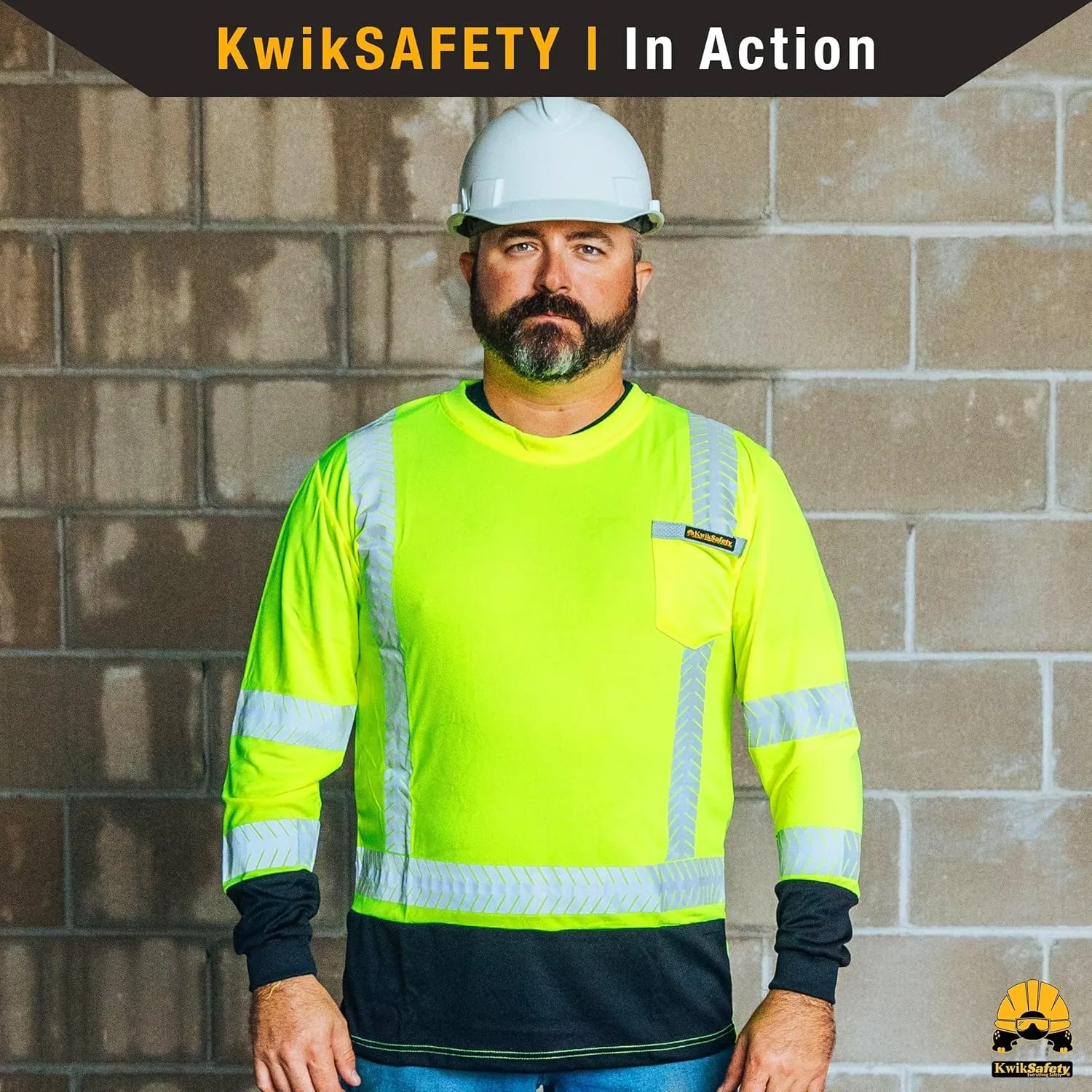 KwikSafety - Charlotte, NC - Premium Long Sleeve Safety Shirts [Crew Neck, Button & Zip Collar] Class 3 ANSI Tested OSHA