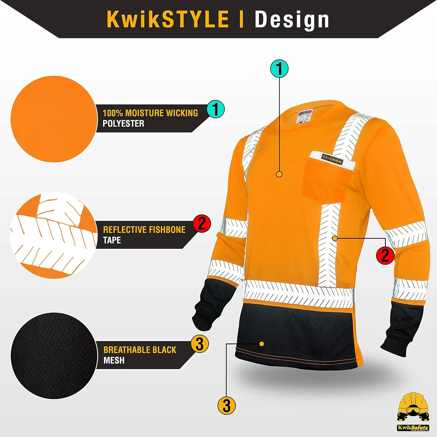 KwikSafety - Charlotte, NC - Premium Long Sleeve Safety Shirts [Crew Neck, Button & Zip Collar] Class 3 ANSI Tested OSHA