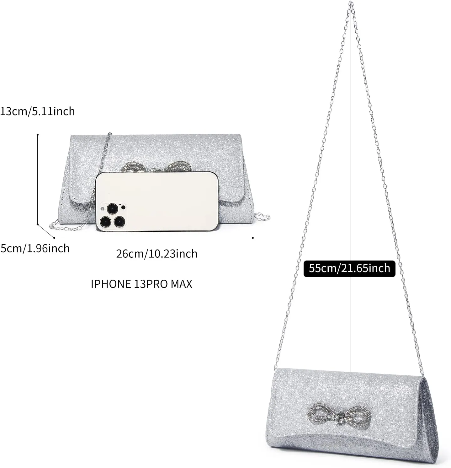 Labair Womens Evening Bag Sparkly Bow Clutch Purse Wedding Prom Formal Purses Party Cocktail Handbags.