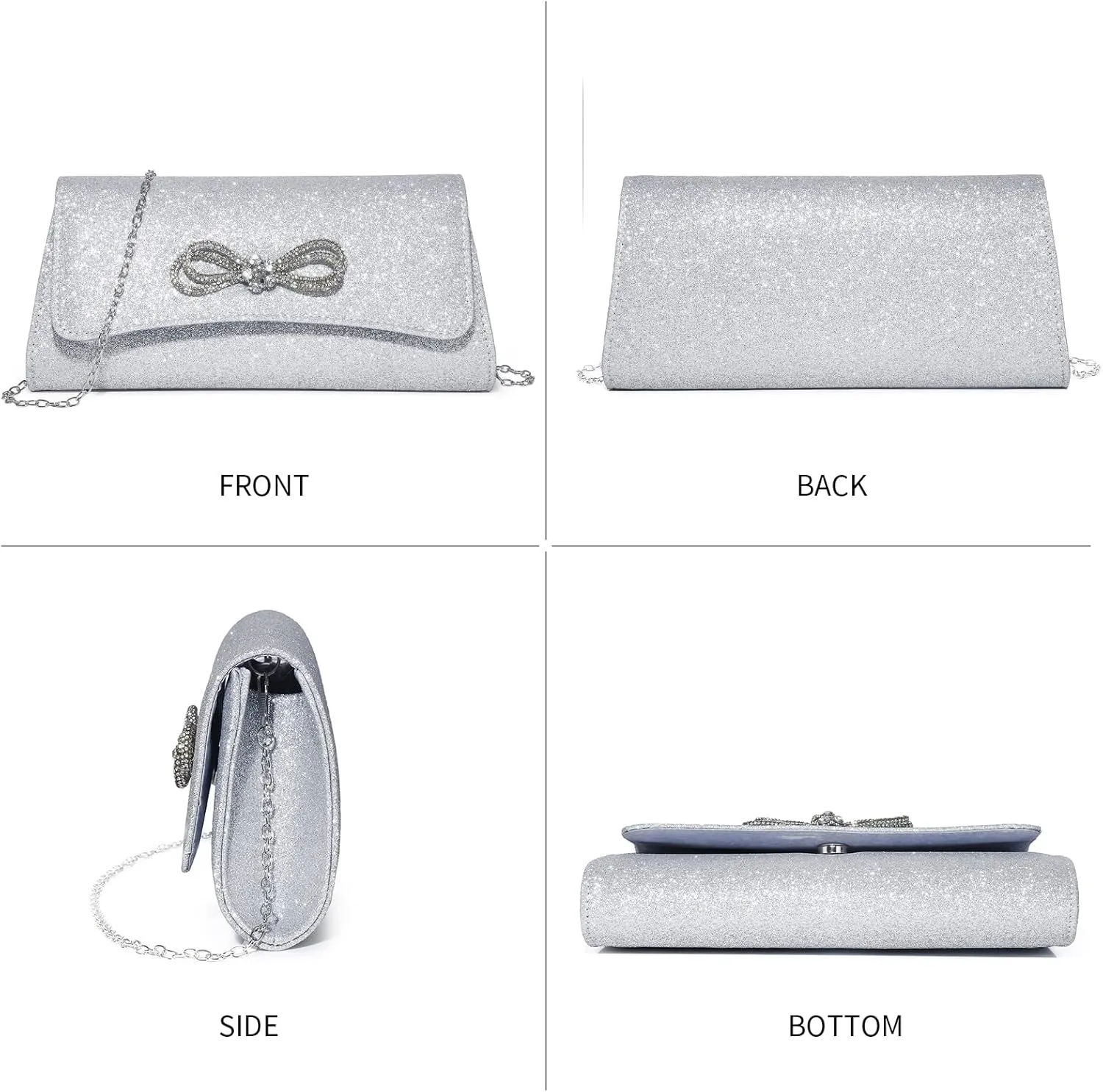 Labair Womens Evening Bag Sparkly Bow Clutch Purse Wedding Prom Formal Purses Party Cocktail Handbags.