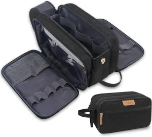 Lacdo Toiletry Bag for Men, Travel Toiletry Organizer Dopp Kit Water-Resistant Large Shaving Bag for Toiletries Accessories Cosmetic Bags, Black