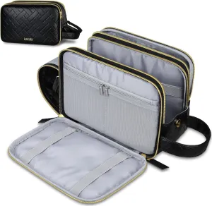 Lacdo Toiletry Bag for Men Travel Toiletry Organizer Dopp Kit Water-resistant Shaving Bag Toiletries Bag Large Capacity for Toiletries Accessories, Black