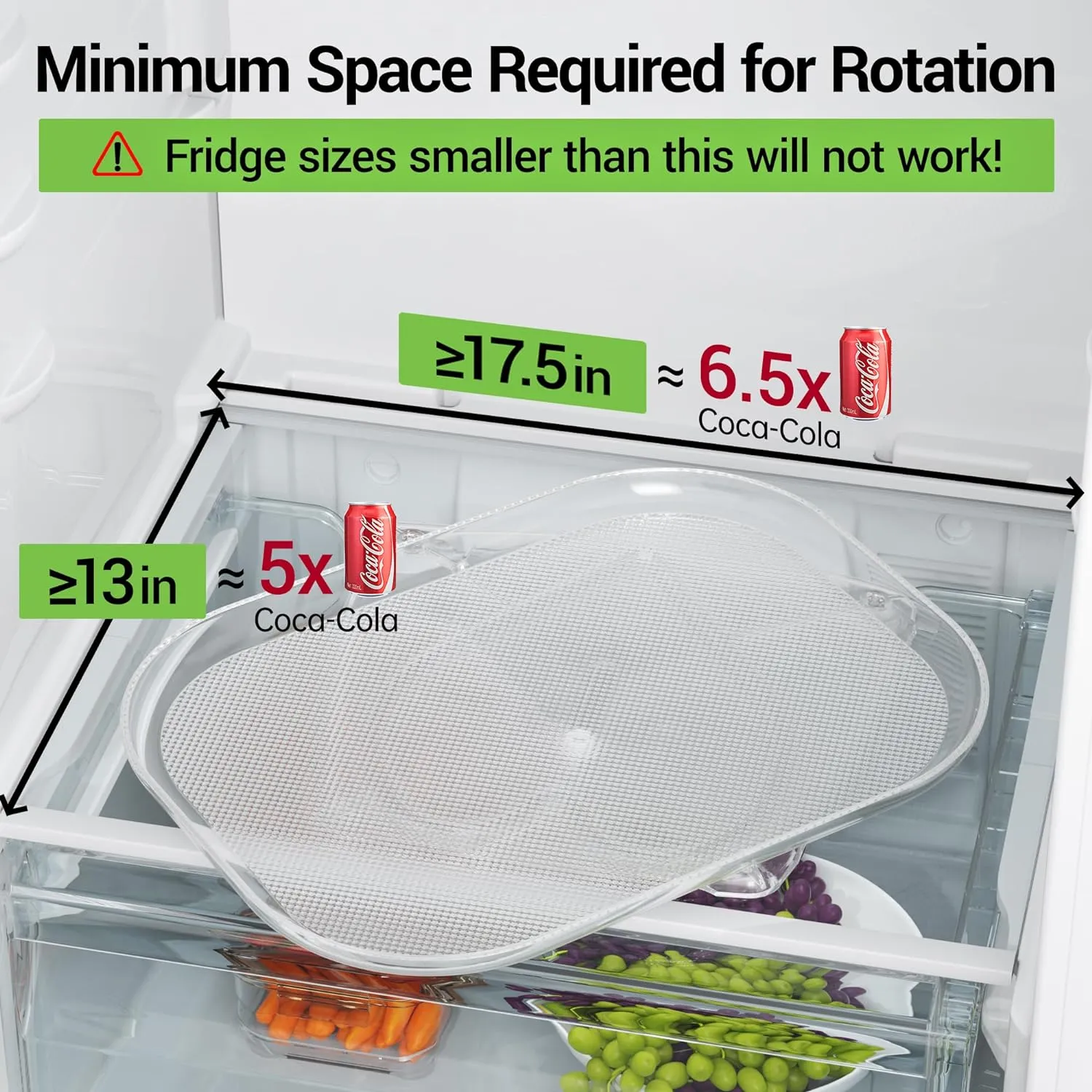 LAMU 2 Pack Rectangular Lazy Susan Organizer Turntable for Refrigerator, Cabinet, Pantry, Kitchen Countertop, Fridge Organizers and Storage, Clear, 15.67''x11.7''