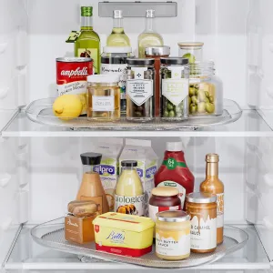 LAMU 2 Pack Rectangular Lazy Susan Organizer Turntable for Refrigerator, Cabinet, Pantry, Kitchen Countertop, Fridge Organizers and Storage, Clear, 15.67''x11.7''