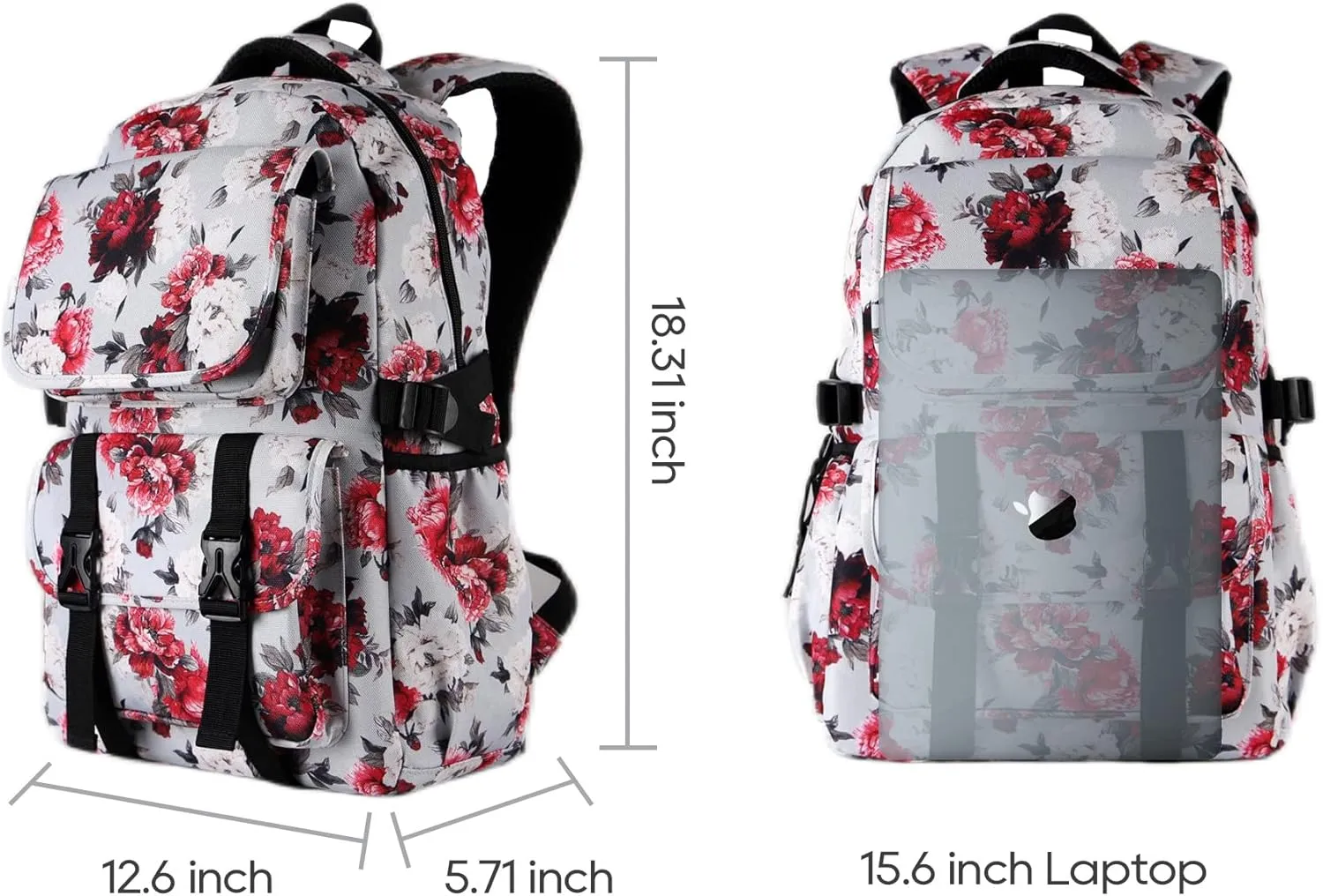 Laptop Backpack Women Lightweight Multi Pocket and 17 inch Carry on Backpack for Work Travel Safflower