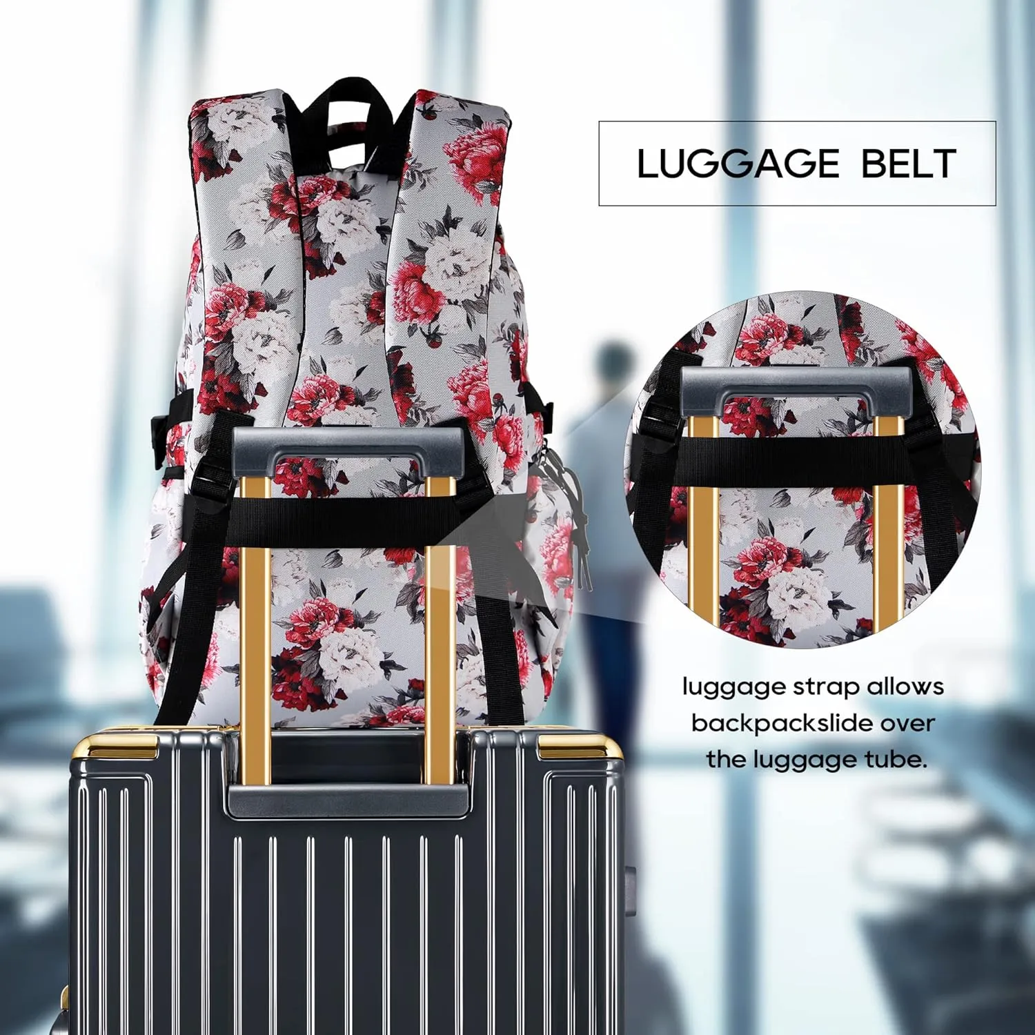 Laptop Backpack Women Lightweight Multi Pocket and 17 inch Carry on Backpack for Work Travel Safflower
